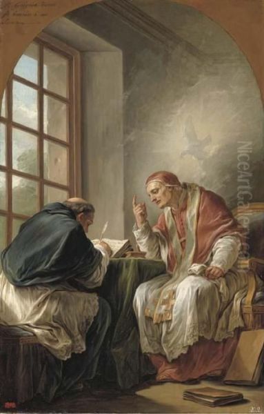 Saint Gregory Dictating His Homilies: A Modello Oil Painting by Carle van Loo