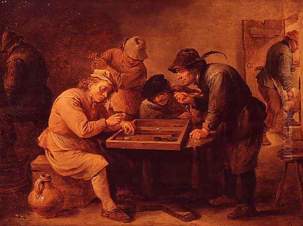 A Game of Tric-Trac Oil Painting by David The Younger Teniers