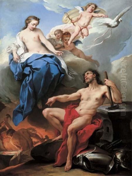 Venus Requesting Vulcan To Make Arms For Aeneas Oil Painting by Carle van Loo