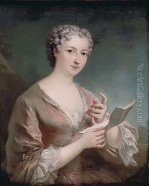 Jeune Femme Tenant Une Lettre (mlle Diane Salle) Oil Painting by Carle van Loo