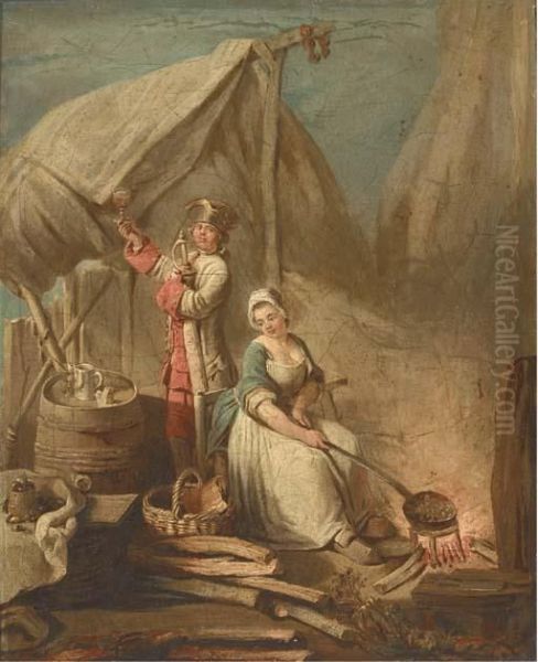 A Fine Vintage ;and Weighing Vegetables Oil Painting by Carle van Loo