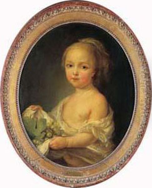 Portrait De Marie Rosalie Van Loo, Fille De L'artiste, A L'age De Quatre Ans. Oil Painting by Carle van Loo