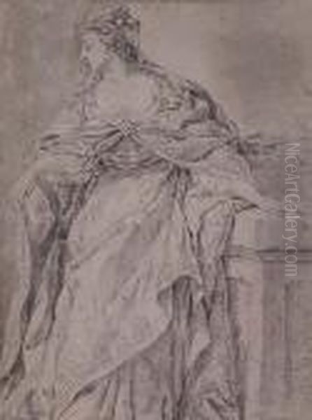 Standing Woman In Robes Oil Painting by Carle van Loo