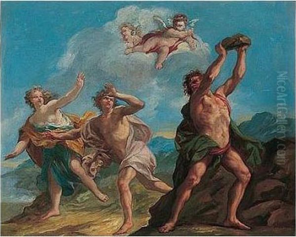 Polyphemus Attacking Acis And Galatea Oil Painting by Carle van Loo