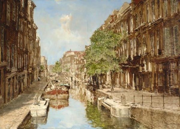 The Delftsche Vaart In Rotterdam Oil Painting by Johann Hendrik Van Mastenbroek