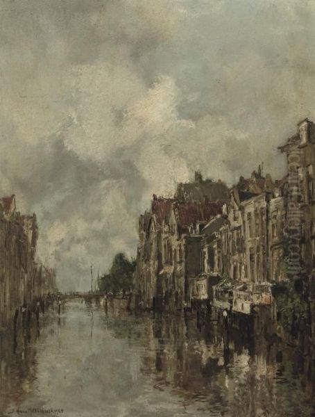 The Voorstraatshaven, Dordrecht Oil Painting by Johann Hendrik Van Mastenbroek