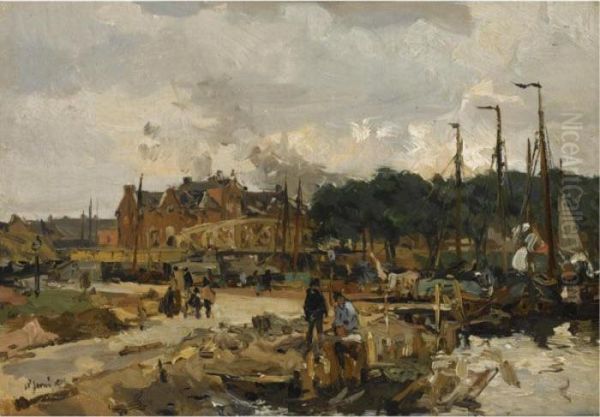 A View Of Amsterdam Oil Painting by Johann Hendrik Van Mastenbroek