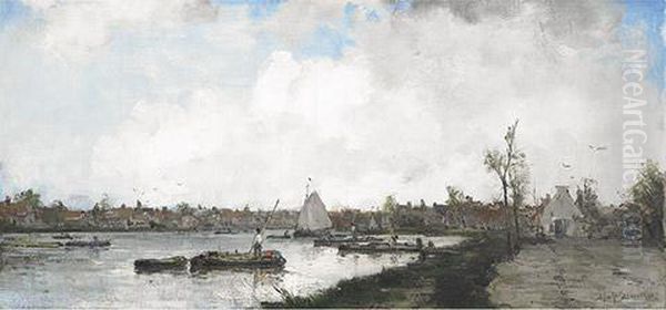 Op. Weg Naar Delft Oil Painting by Johann Hendrik Van Mastenbroek