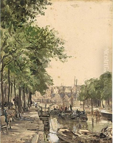 A View Of Rotterdam Oil Painting by Johann Hendrik Van Mastenbroek