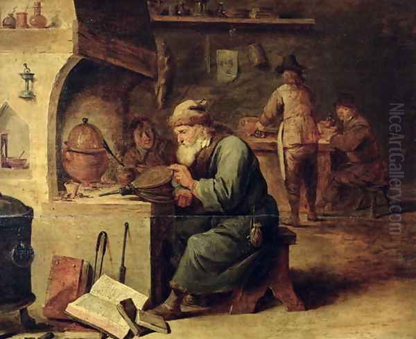 An Alchemist Oil Painting by David The Younger Teniers