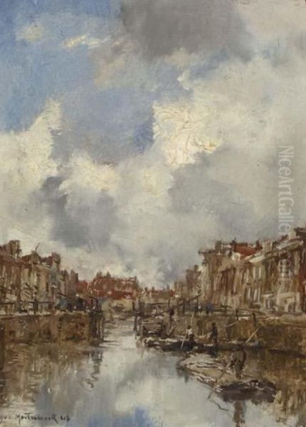 Sluisje, Rotterdam Oil Painting by Johann Hendrik Van Mastenbroek