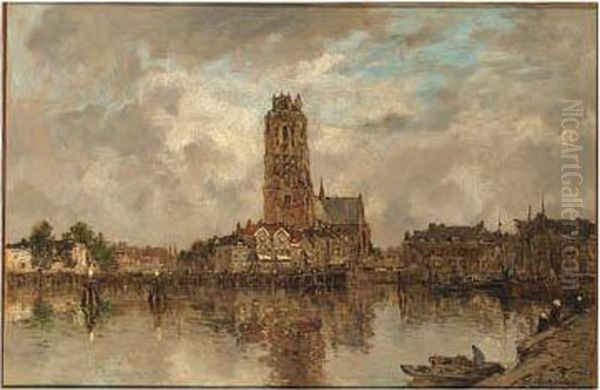 Het Groothoofd, Dordrecht Oil Painting by Johann Hendrik Van Mastenbroek