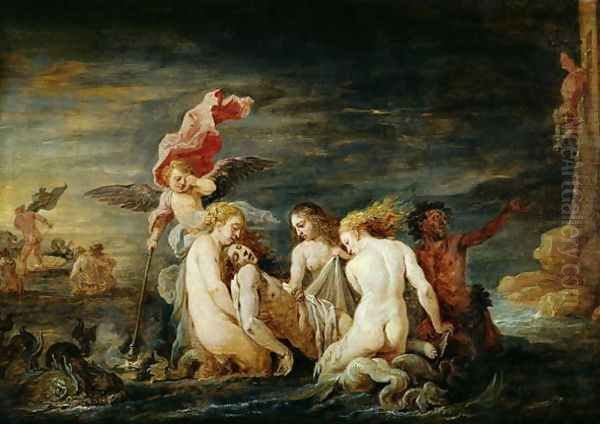 Hero and Leander- Leander Found by the Nereids, copy of a painting by Domenico Feti, 1650-56 Oil Painting by David The Younger Teniers