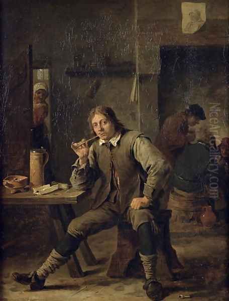 A Smoker Leaning on a Table, 1643 Oil Painting by David The Younger Teniers