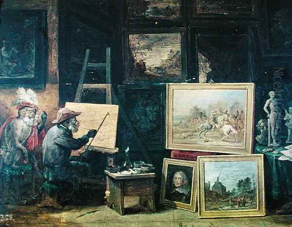 The Monkey Painter, 1805 Oil Painting by David The Younger Teniers