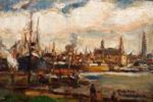 Rede Van Antwerpen Met Boten Van De Red Star Line Oil Painting by Eugeen Van Mieghem