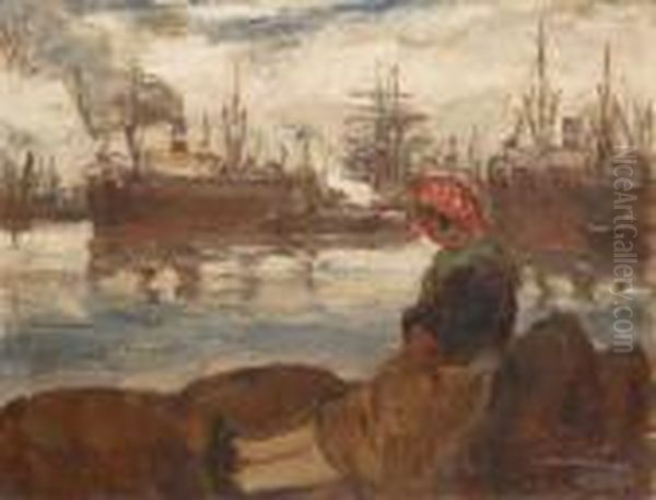 Meisje Van De Dokken Oil Painting by Eugeen Van Mieghem