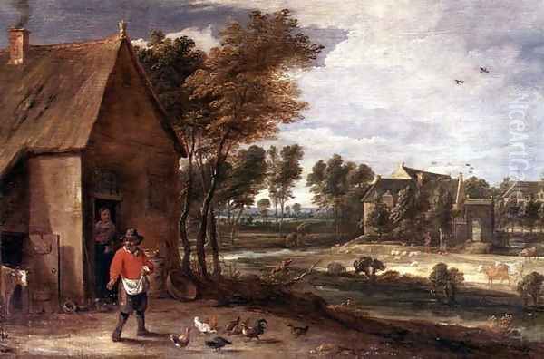 A River Landscape Oil Painting by David The Younger Teniers