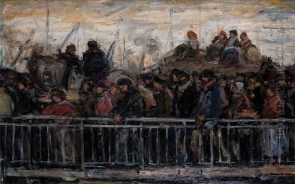 Emigrants Oil Painting by Eugeen Van Mieghem