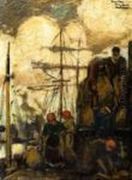 Activite Portuaire Oil Painting by Eugeen Van Mieghem