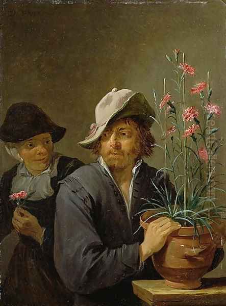 The Five Senses Series- Smelling Oil Painting by David The Younger Teniers