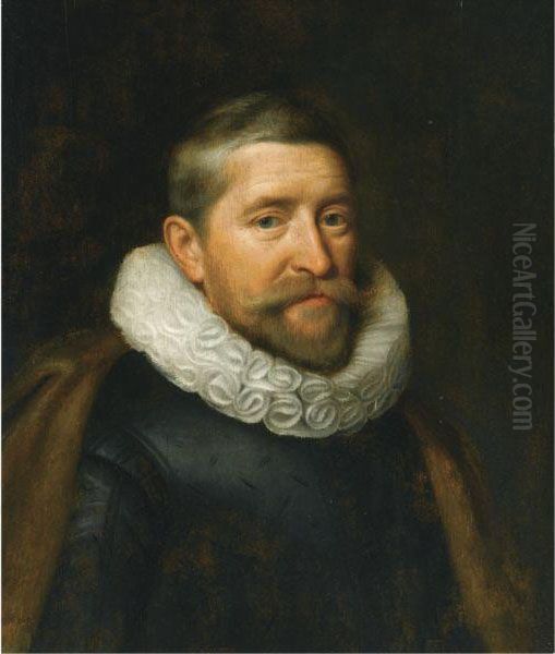 Portrait Of Sir Henry Wotton (1568-1639 Oil Painting by Michiel Jansz. Van Miereveldt