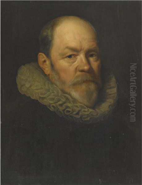 Portrait Of Paulus Van Beresteyn
 (1548-1628), Mayor Of Delft, Halflength, Wearing A Black Shirt And 
White Ruff Oil Painting by Michiel Jansz. Van Miereveldt