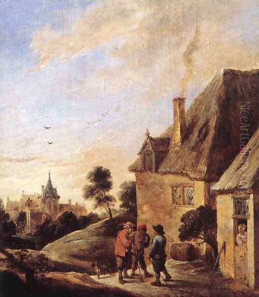 Village Scene (2) Oil Painting by David The Younger Teniers