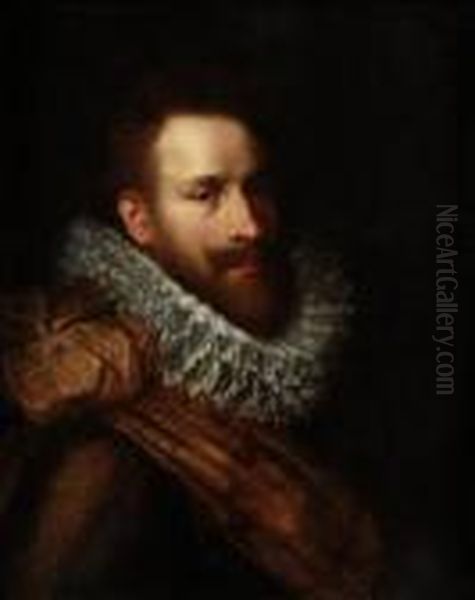 Portrait Of A Gentleman, Head And Shoulders Oil Painting by Michiel Jansz. Van Miereveldt