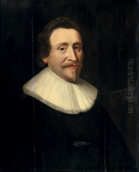 Portrait Of Hugo De Groot Oil Painting by Michiel Jansz. Van Miereveldt