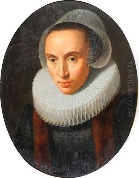 Portrait Of A Lady, Aged 36 Oil Painting by Michiel Jansz. Van Miereveldt