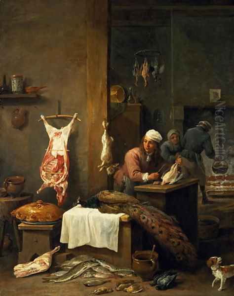 In the Kitchen, 1669 Oil Painting by David The Younger Teniers