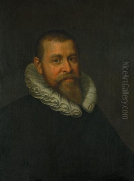 Bildnis Eines Mannes Mit Muhlsteinkragen Oil Painting by Michiel Jansz. Van Miereveldt