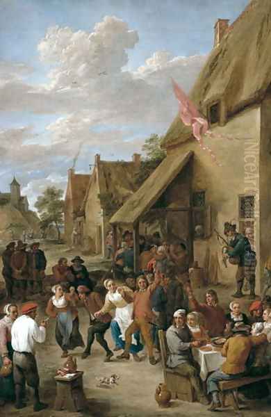 A Village Kermese with Peasants Merrymaking Oil Painting by David The Younger Teniers