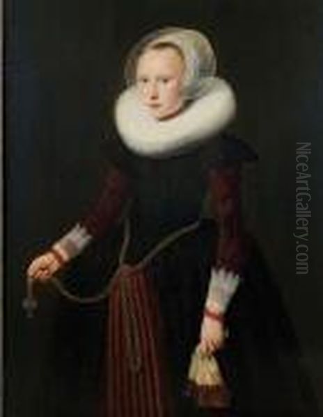 Portrait D'une Jeune Fille Oil Painting by Michiel Jansz. Van Miereveldt