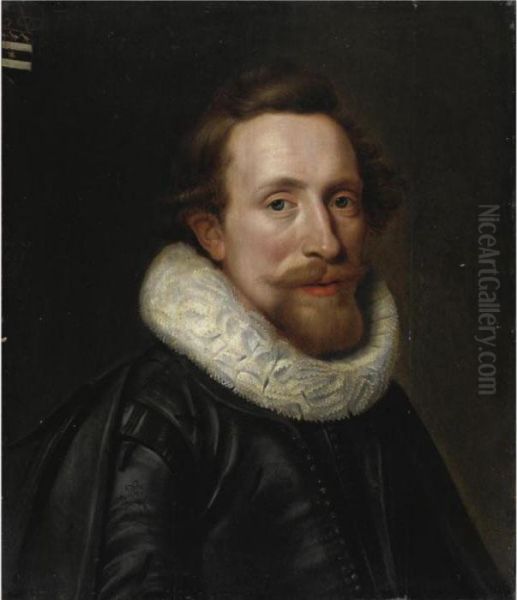 Ritratto Di Gentiluomo Con Barba In Abito Nero Oil Painting by Michiel Jansz. Van Miereveldt