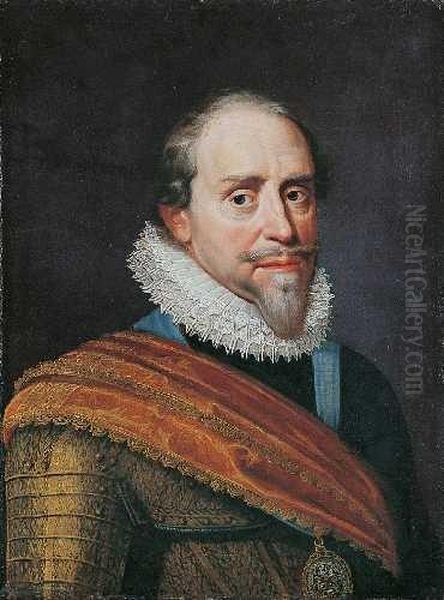 Bildnis Des Moritz Von Oranien Mit Dem Hosenbandorden. Oil Painting by Michiel Jansz. Van Miereveldt