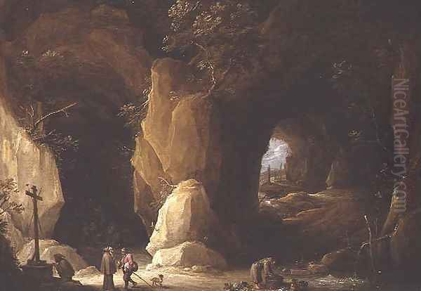 Hermits in a Cave Oil Painting by David The Younger Teniers