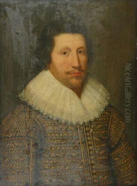 Portrait Of A Man In A Lace Ruff Oil Painting by Michiel Jansz. Van Miereveldt