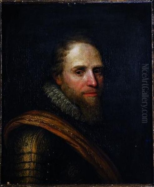 Portrait Of Prince Maurice Of Nassau In Armor Oil Painting by Michiel Jansz. Van Miereveldt