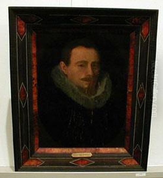 Head And Shoulders Portrait Of A Gentleman With A White Ruff Oil Painting by Michiel Jansz. Van Miereveldt