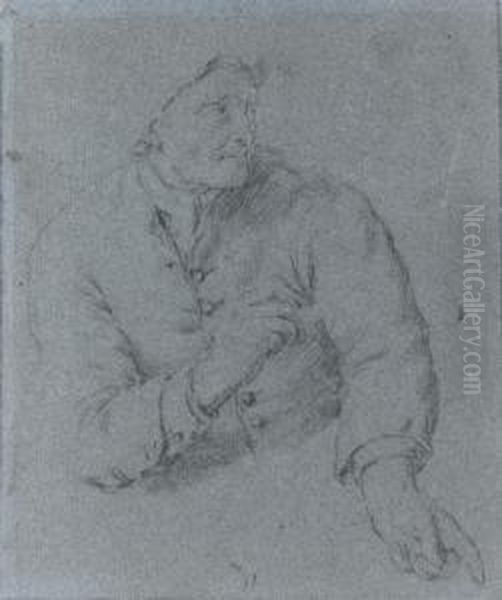 Seated Man, Half-length, Turned To His Left Oil Painting by Willem van Mieris