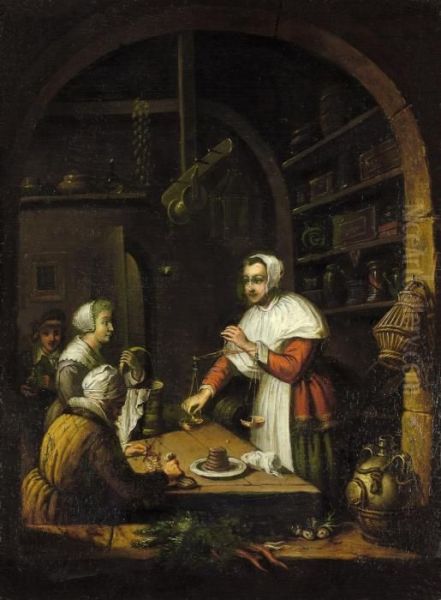 Die Gewurzhandlerin Oil Painting by Willem van Mieris