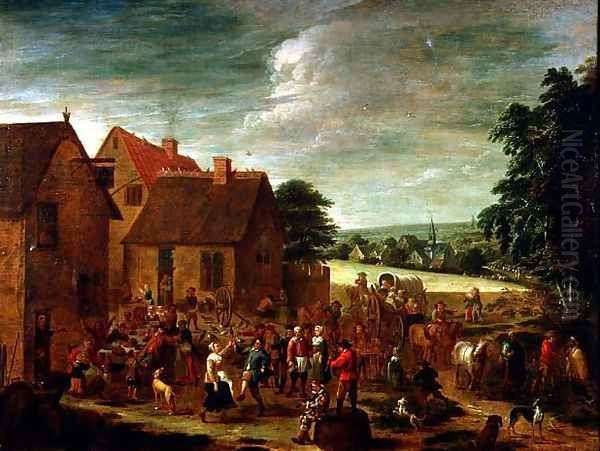 Village Celebrations Oil Painting by David The Younger Teniers