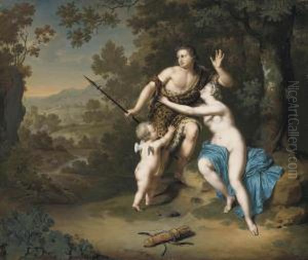 Venus And Adonis Oil Painting by Willem van Mieris