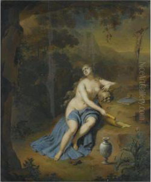 The Penitent Mary Magdalene In A Landscape Oil Painting by Willem van Mieris