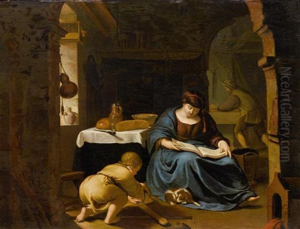 The Holy Family In Their Dwelling Oil Painting by Willem van Mieris