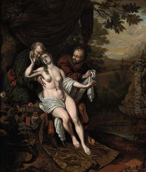 Susannah And The Elders Oil Painting by Willem van Mieris