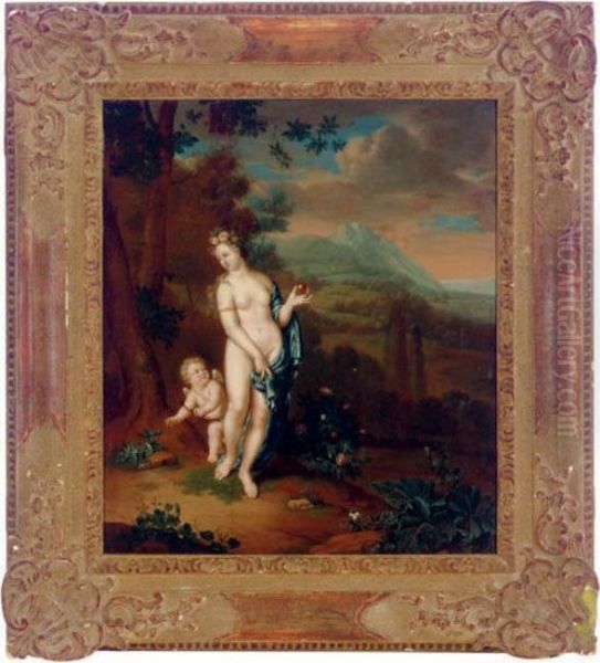 Cupid And Venus In A Landscape Oil Painting by Willem van Mieris