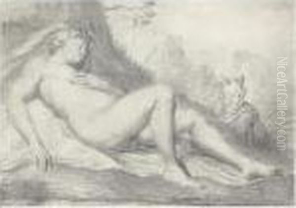 A Sleeping Nymph Watched By A Satyr Oil Painting by Willem van Mieris